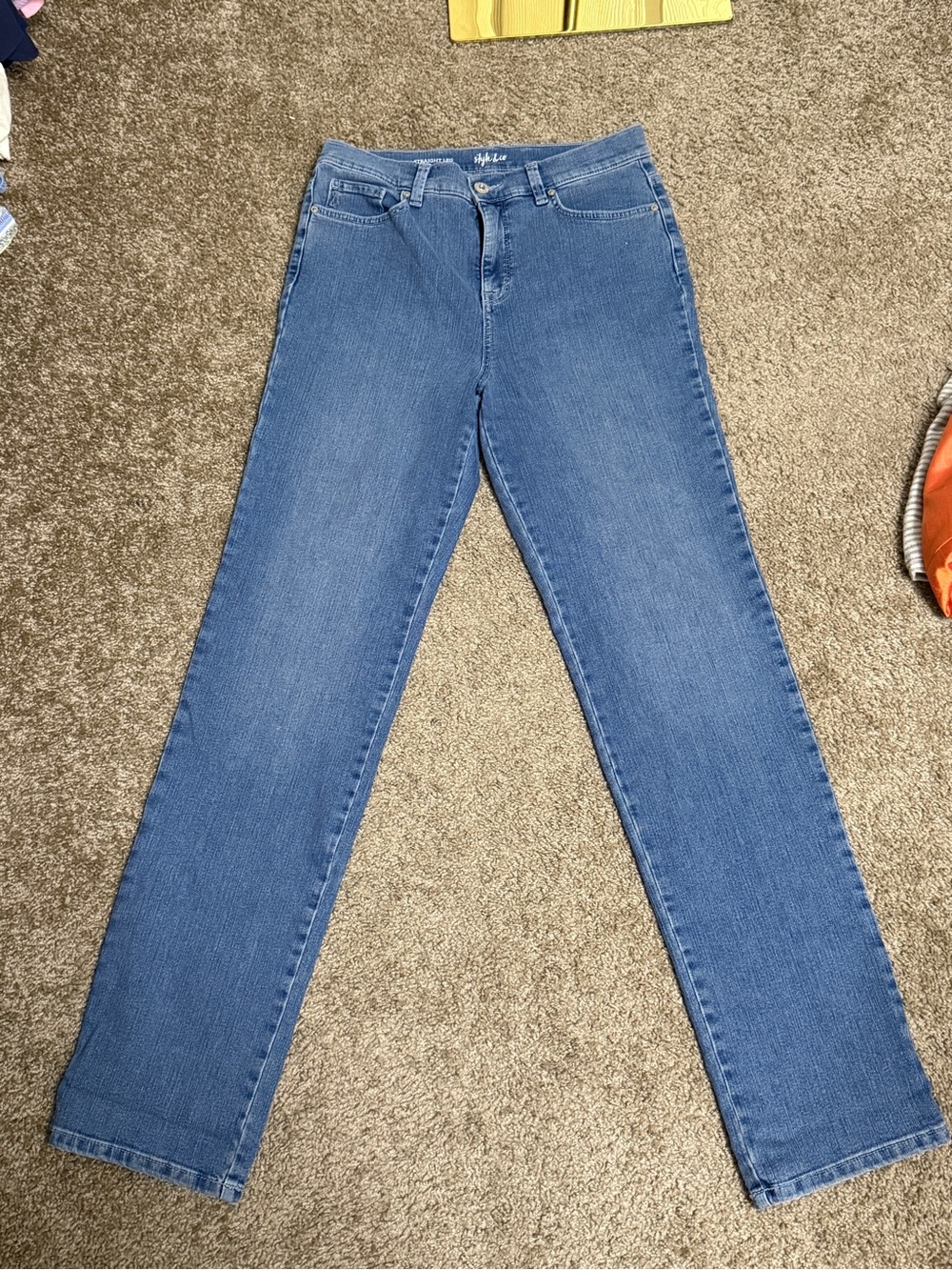 High-Rise Straight-Leg Women’s Jeans in Blue,long